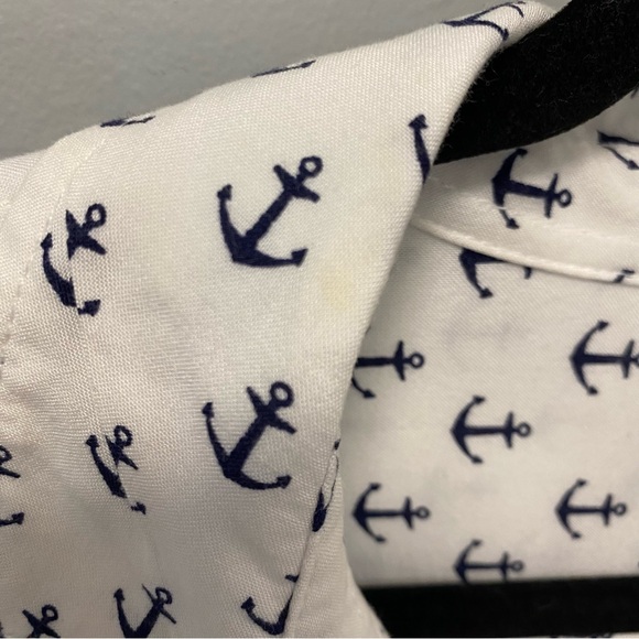 George bottom up, white, Anchor Print dress shirt, size L 12-14 - Picture 4 of 7